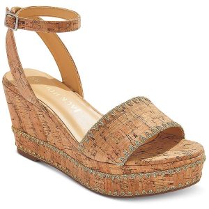 Flagler Stitch Cork Metallische Keilsandalen