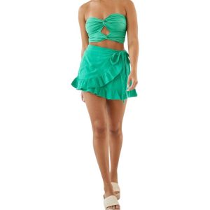 Biance Rüschen Wrap Skort In Emerald