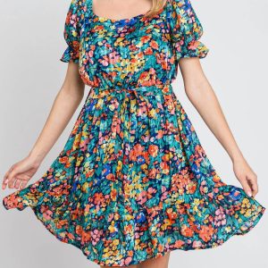 Spring Secret Blumenkleid in Marineblau