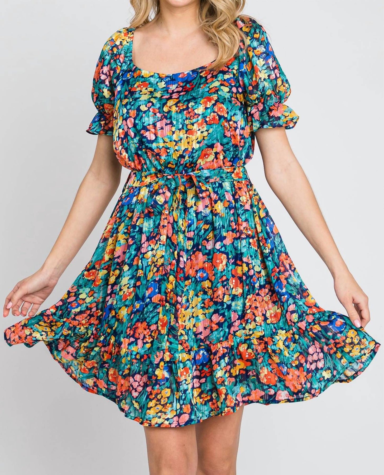 Frühlingsgeheimnis Blumenkleid in Marine