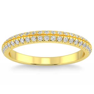 1/2Ct Pave Diamant Ehering 14k Gold stapelbar Band Lab gewachsen