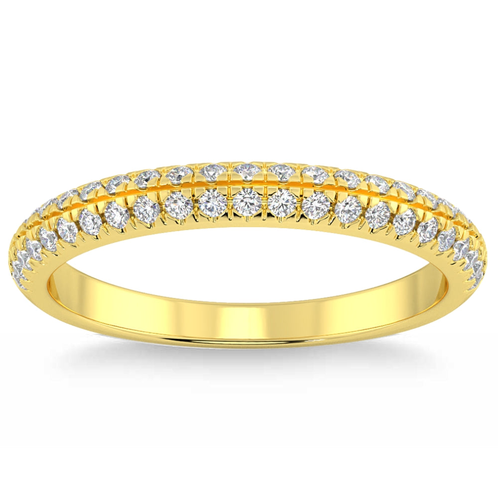 1/2Ct Pave Diamant Ehering 14k Gold stapelbar Band Lab gewachsen