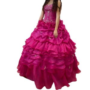 schulter quinceañera Kleid in fuchsia 7766606512188