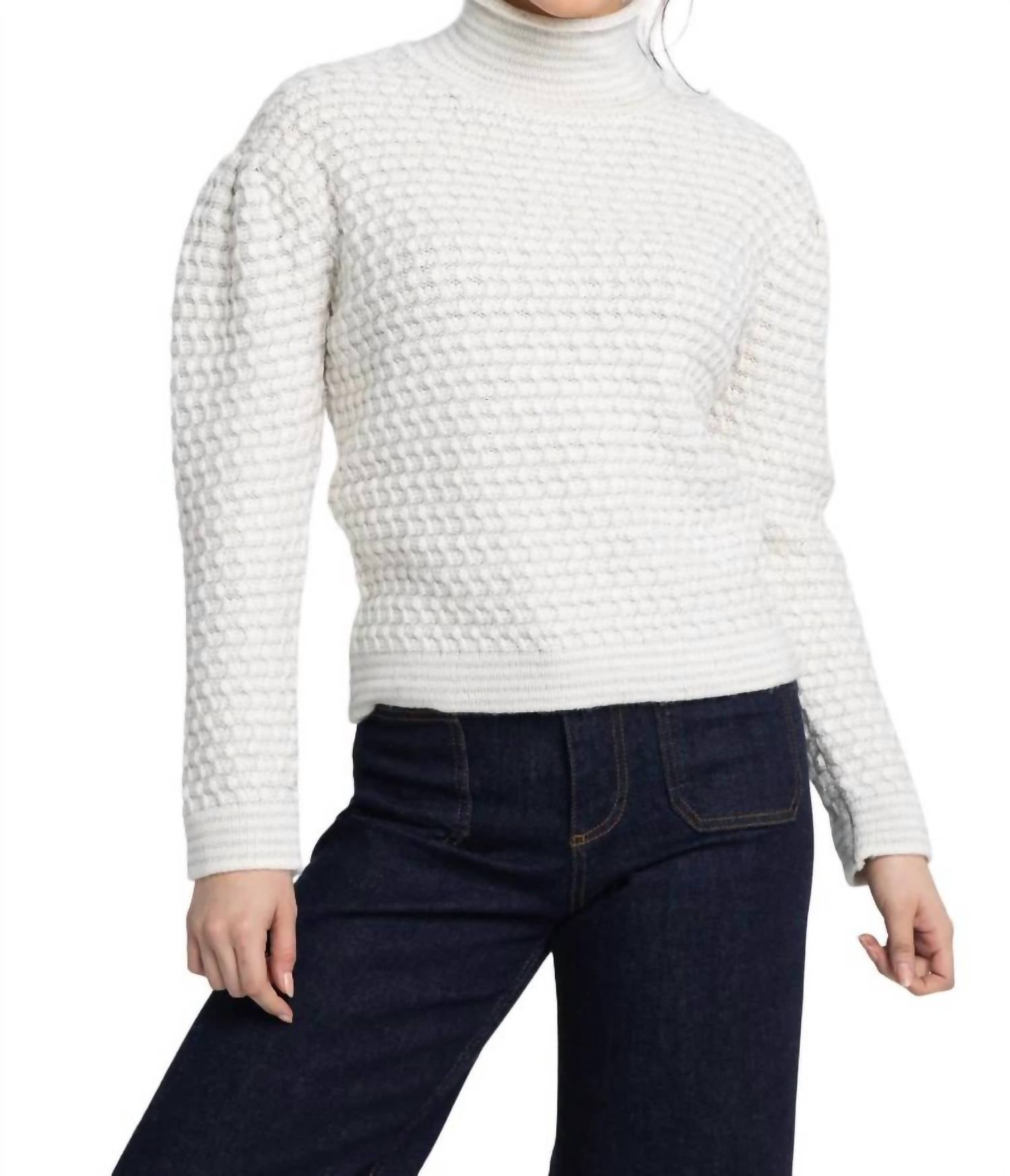 Lurex Trichterpullover in Elfenbein
