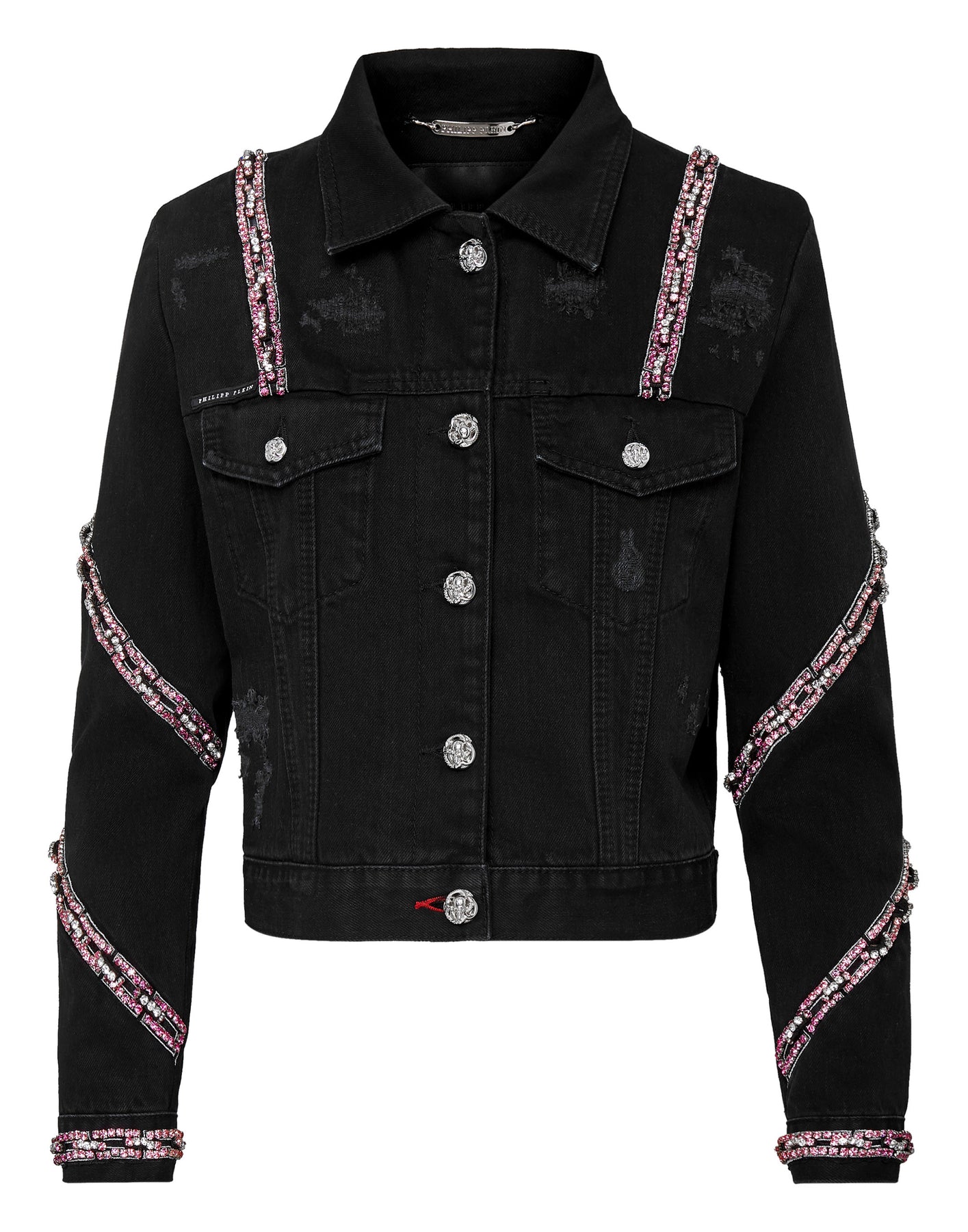 Denim geschnittene Jacke Kristall