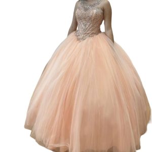 ärmelloses quinceañera Kleid in Pfirsich 7766665887804