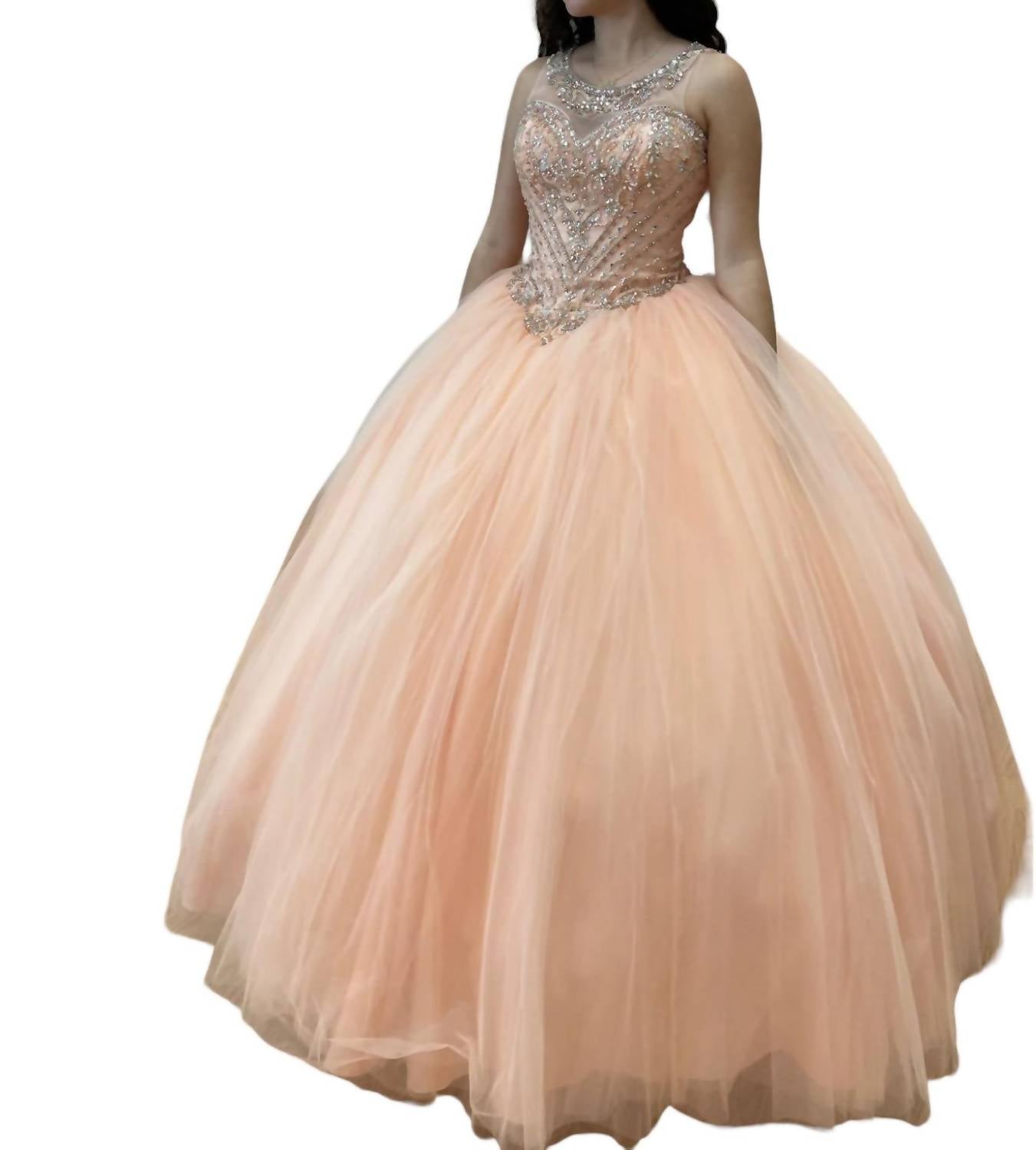 Ärmelloses Quinceañera Kleid in Pfirsich