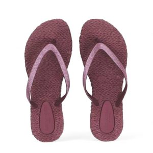 Damen fröhlich Glitzer Flip Flops in Magenta 7676762161212