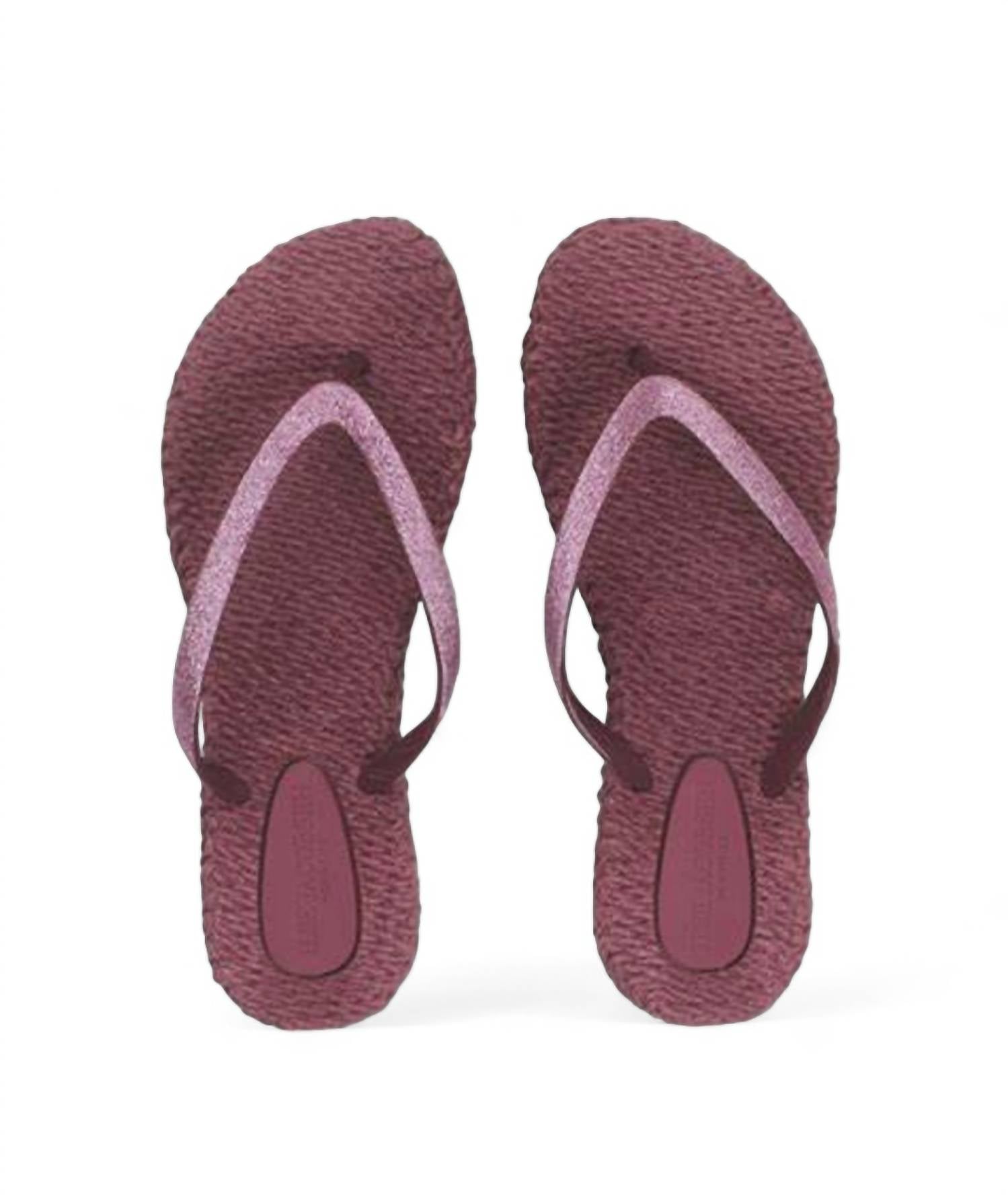 Damen Fröhlich Glitzer Flip Flops in Magenta