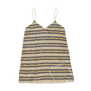 Ashish Sequin creme und mehrfarbig gestreift mini slip Kleid