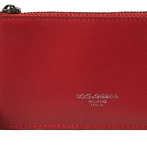 Dolce & Gabbana Leder Zip Kartenetui Logo Herren Schlüsselanhänger Herren Geldbörse