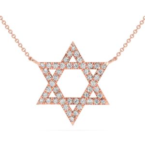 1ct TW Diamant jüdischer Stern Anhänger 14k Gold Lab gewachsen Halskette 1