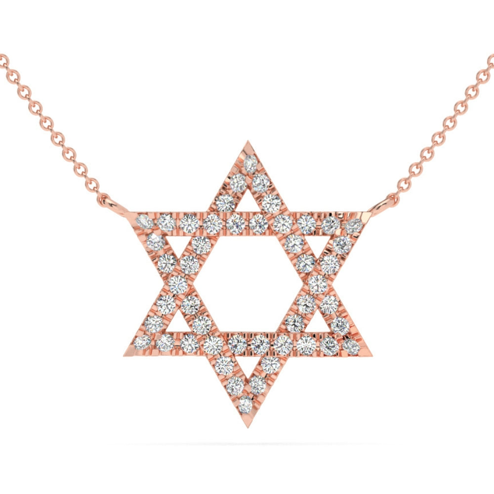 1ct TW Diamant jüdischer Stern Anhänger 14k Gold Lab gewachsen Halskette 1