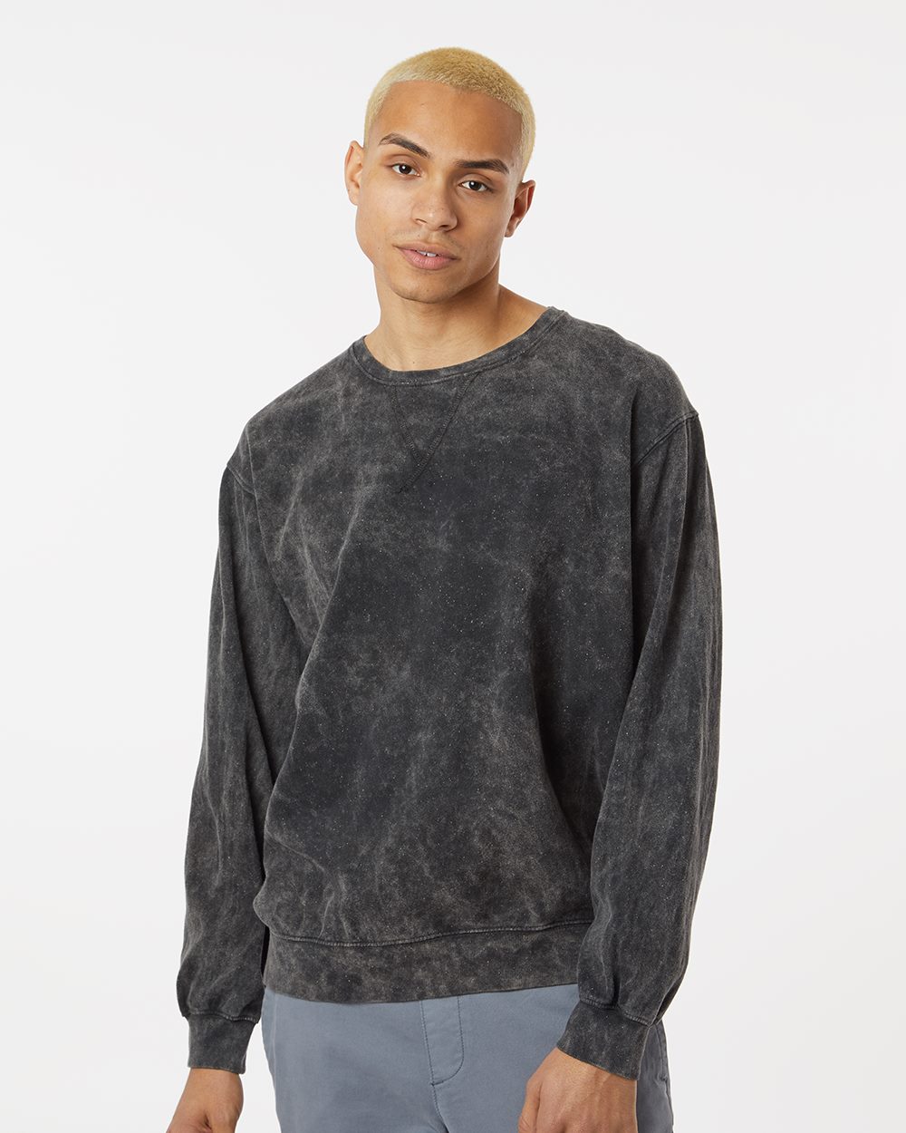 Dyenomite Herren Premium Fleece Mineral Wash Rundhalsausschnitt Sweatshirt