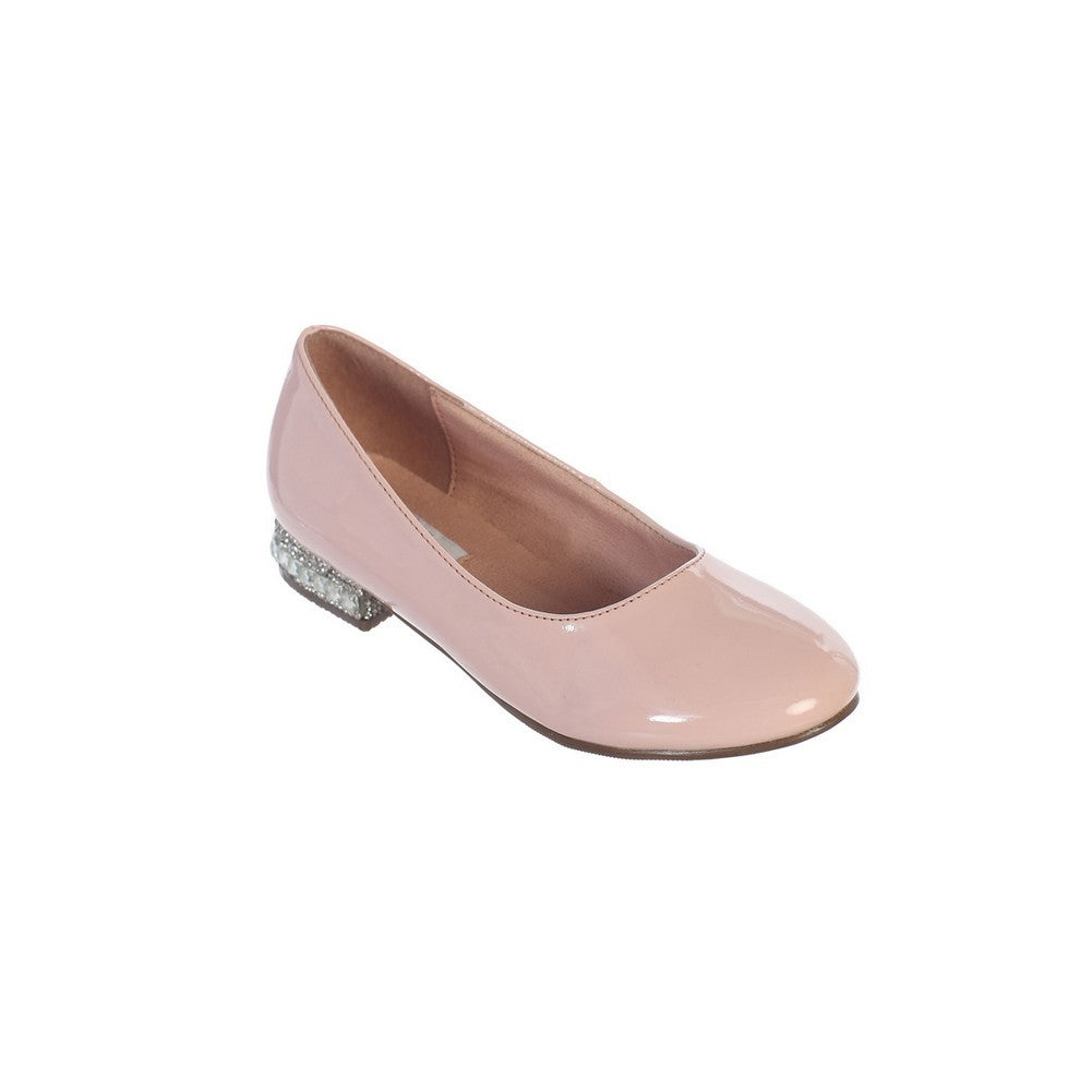 Mädchen Altrosa Glitzer Strass Jeweled Ferse Lackleder Wohnungen 9 Kleinkind-5 Kinder