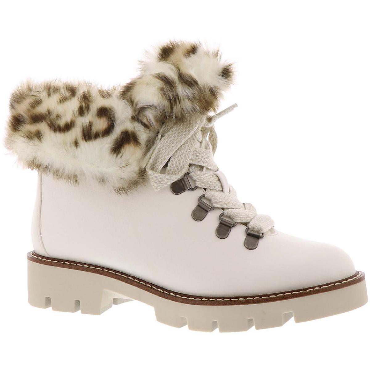 Glamouröse Kunstleder Kunstpelz Combat & Schnürstiefel