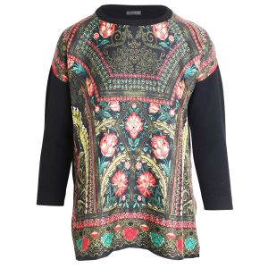 Etro-Pullover mit Blumenmuster aus schwarzer Wolle