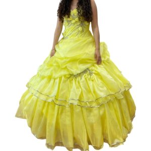 Kleid aus schulter quinceañera im Kanarienvogel 7766661136444