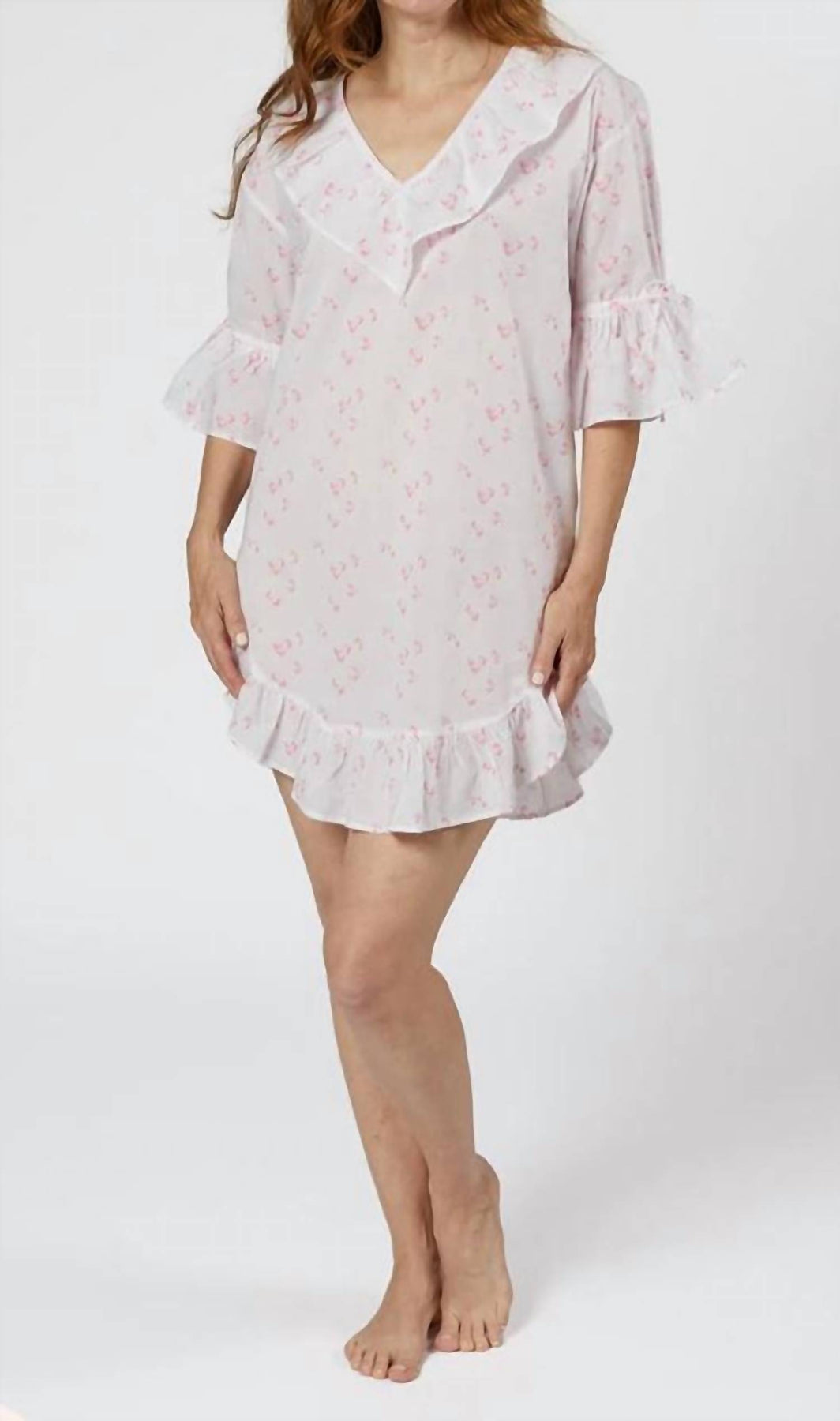Lily Baumwolle Poet Nachthemd in rosa mit Blumenmuster