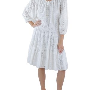 Damen gestickt gesmockt Tunika Kleid 7766661890108