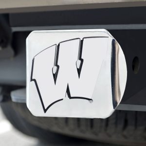 Fanmats Wisconsin Badgers Chrom Metall Hitch Cover mit Chrom Metall 3D Emblem