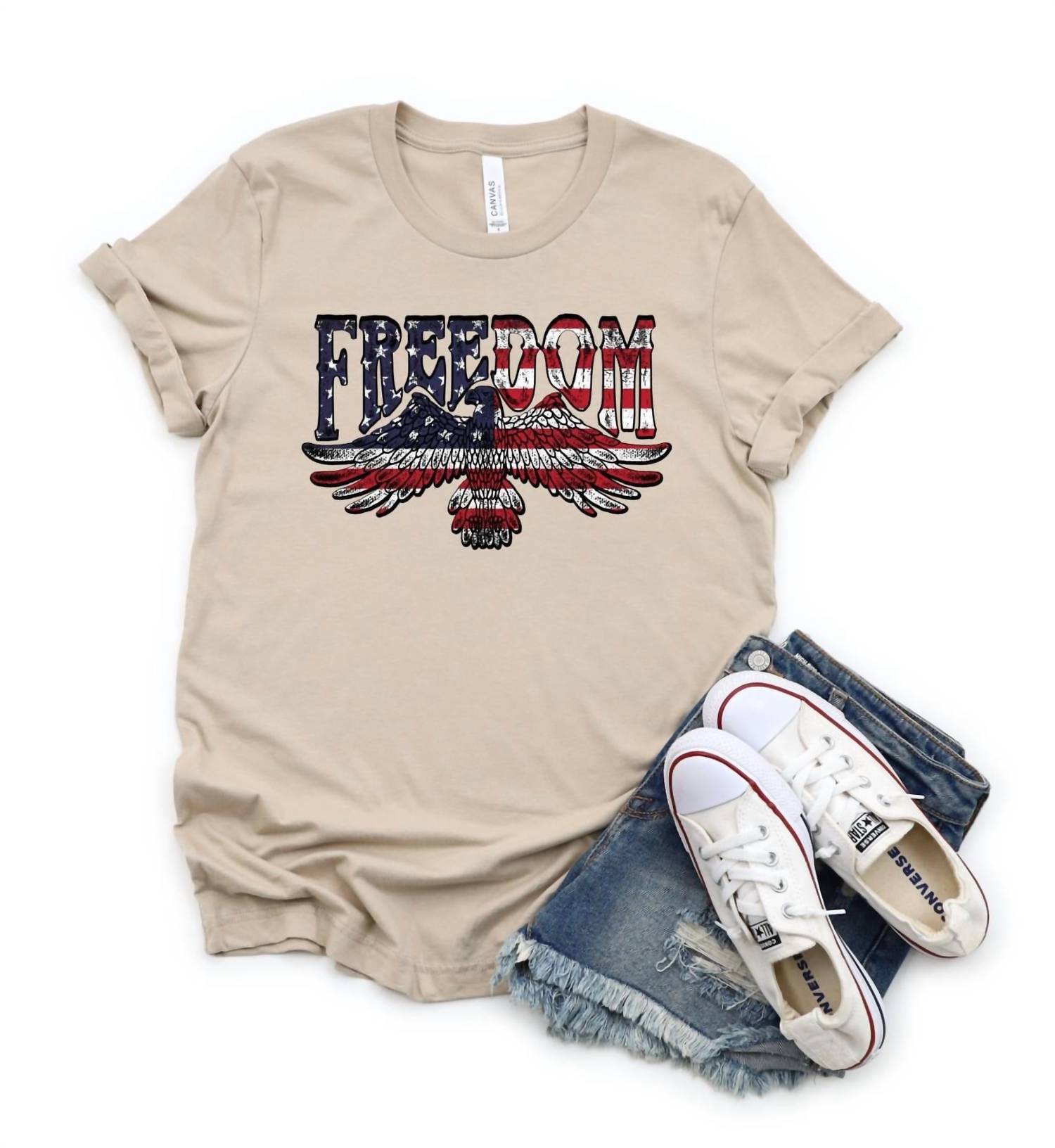 Freedom Flag/eagle T-Shirt Beige