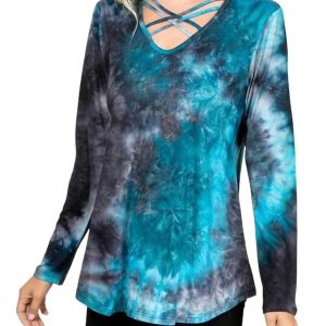 The Kate Tiedye Criss Cross Top in blau 7766682861628