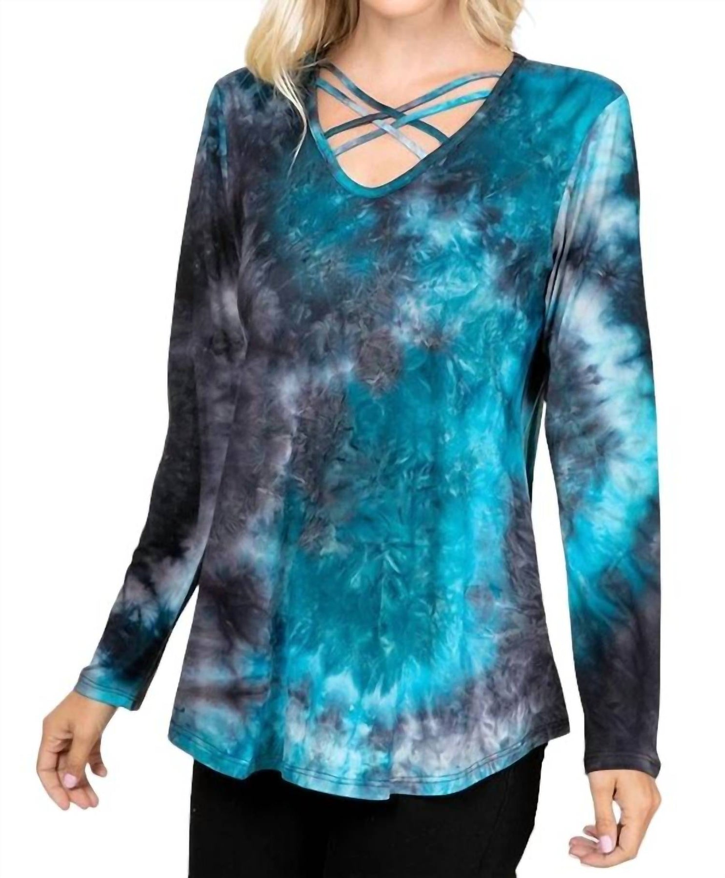 Das Kate Tiedye Criss Cross Top in Blau