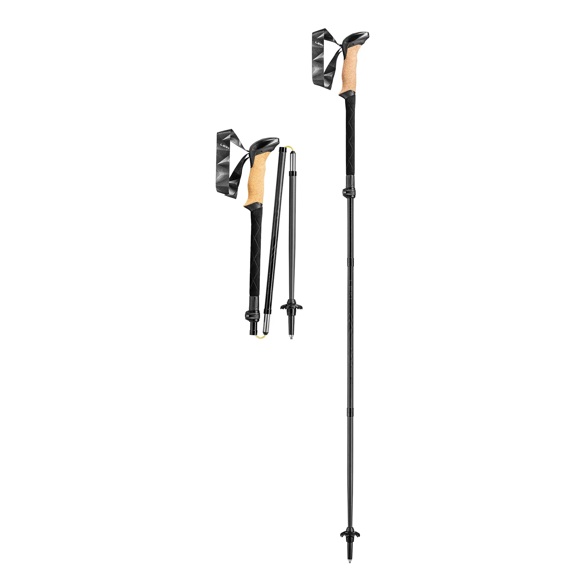 LEKI Schwarz Series FX Carbon Trekkingstöcke – Faltbarer Ultralight Carbon mit Aergon Air Cork Grip (Paar)
