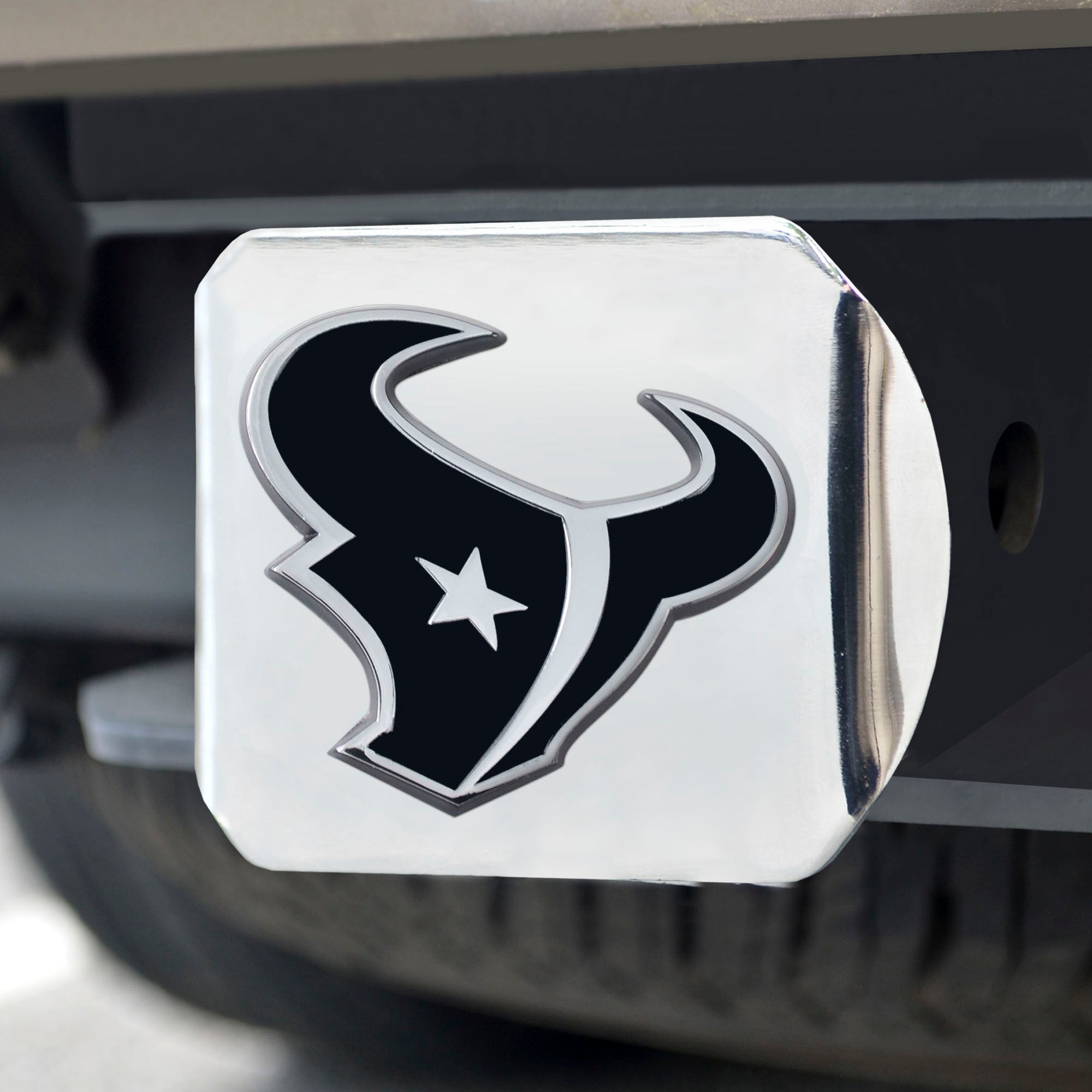 Fanmats Houston Texans Chrom Metall Hitch Cover mit Chrom Metall 3D Emblem