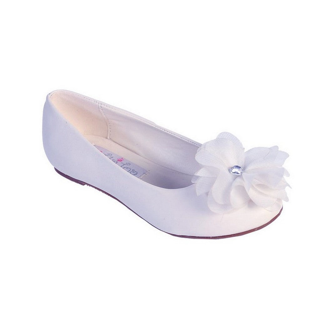 Mädchen weiß Chiffon Strass große Blume verzierte Wohnungen 11-13 Kinder
