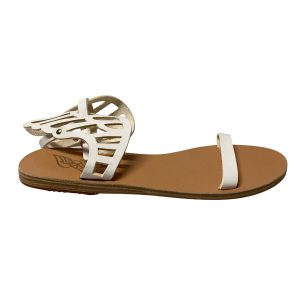 Antike griechische Sandalen Ikaria Spitze Vachetta aus weißem Leder