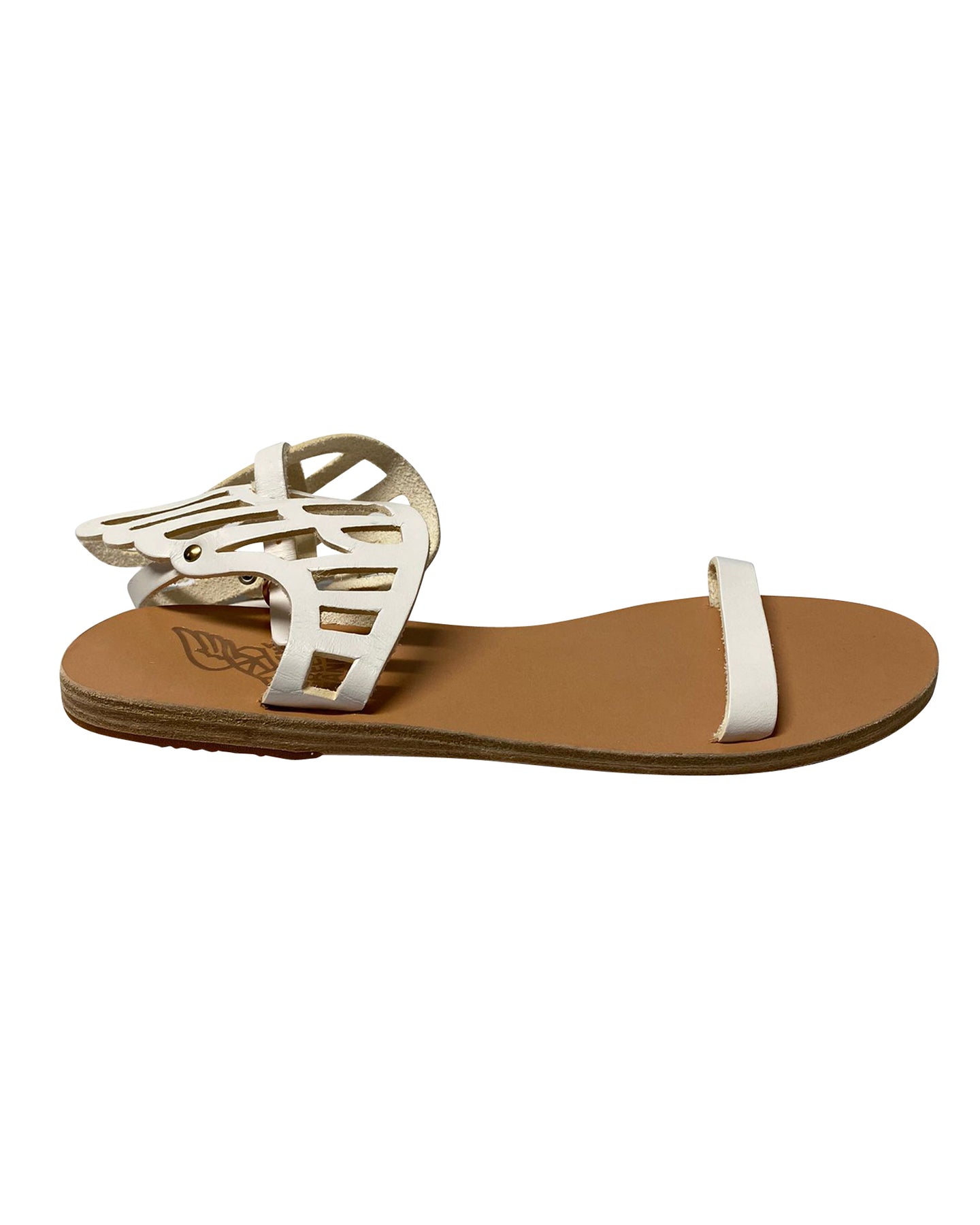 Antike griechische Sandalen Ikaria Spitze Vachetta aus weißem Leder