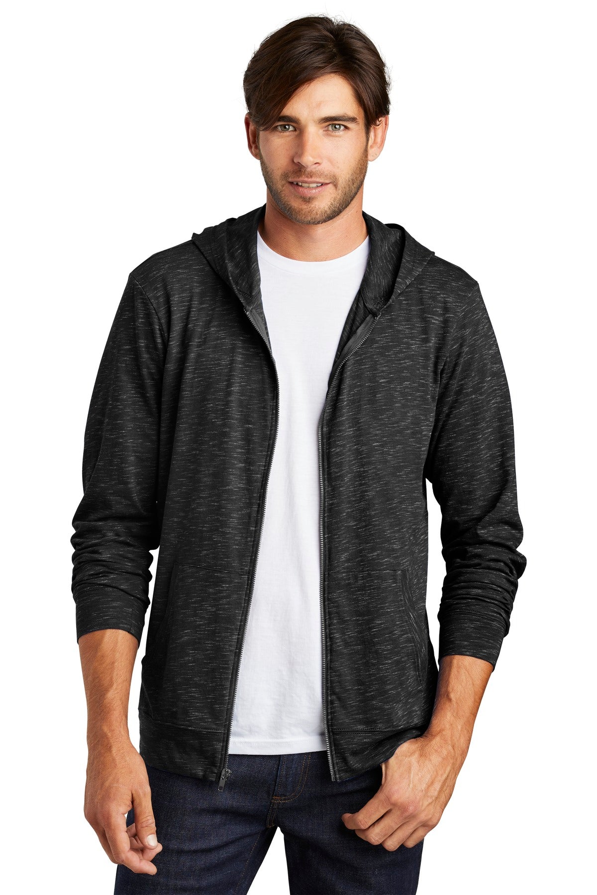 District Medaille durchgehender Reißverschluss Kapuzenpullover DT565