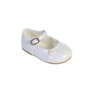 Mary Jane-Schuhe aus Lackleder für kleine Mädchen, weiße Blumenapplikation, 5–8 Kleinkinder