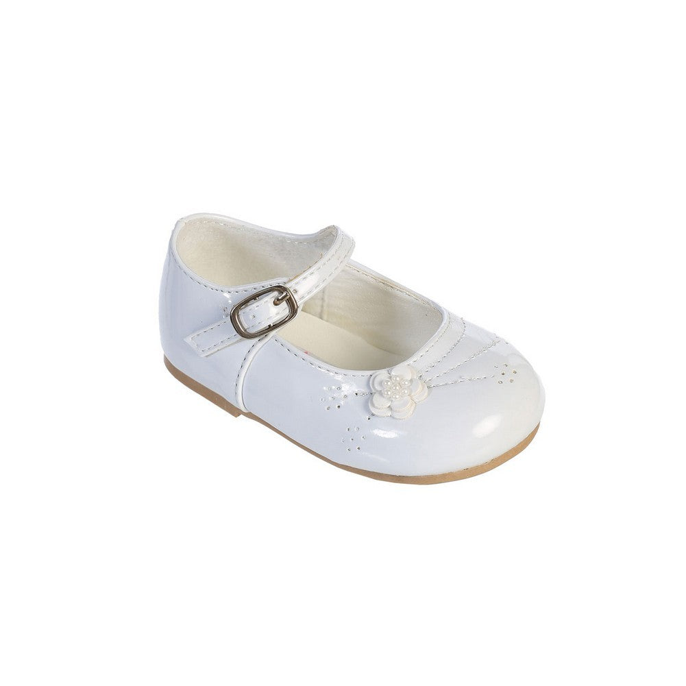 Kleine Mädchen weiße Blume Applikation Lackleder Mary Jane Schuhe 5-8 Kleinkind