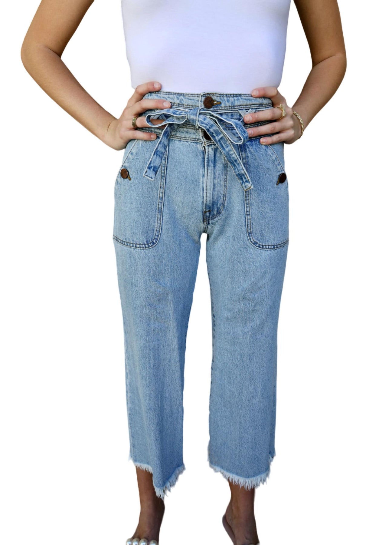 Reese Jeans mit breitem Bein in sonnigem Hellblau