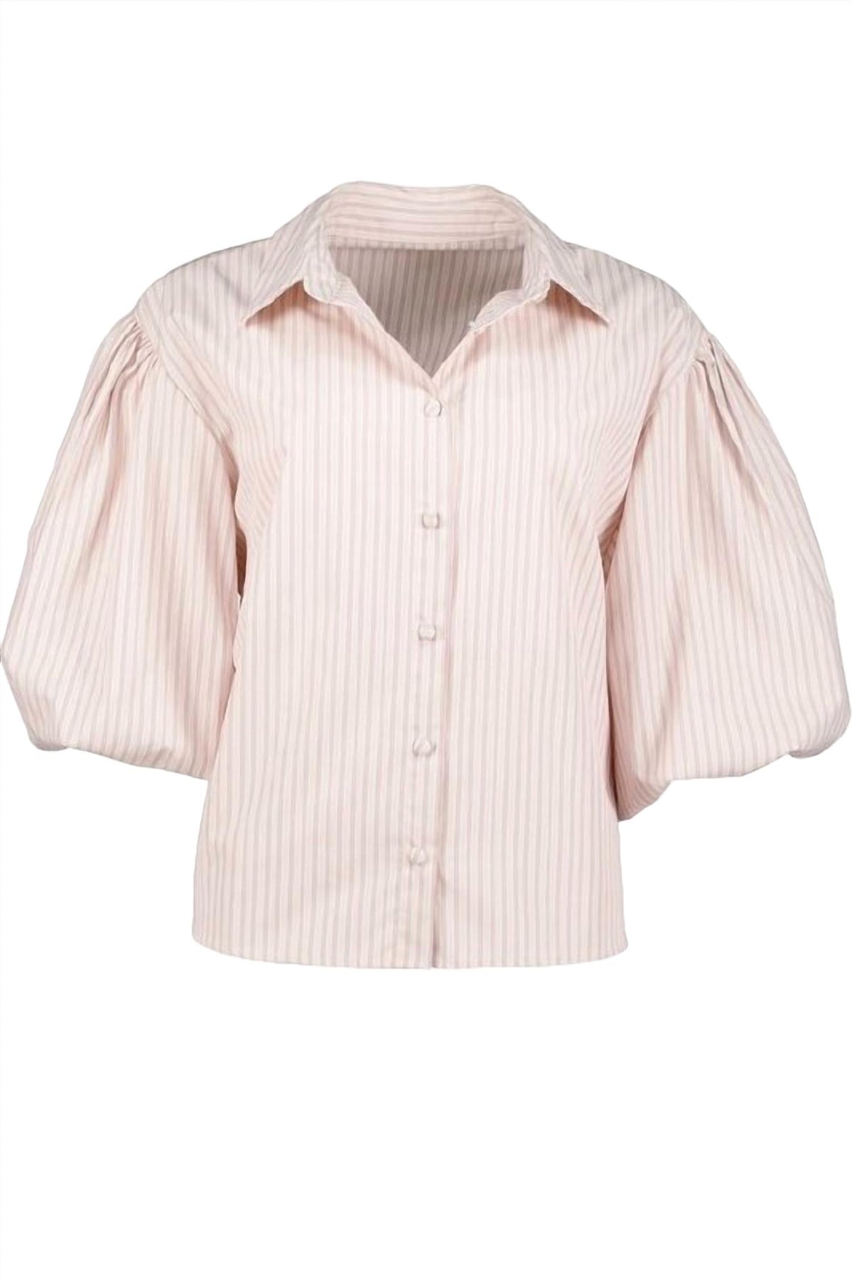 Damen Tyra Puff Ärmel Top in rosa Streifen