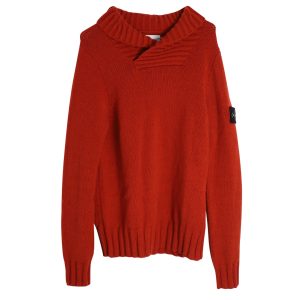 Stone Island Schalkragenpullover aus roter Wolle