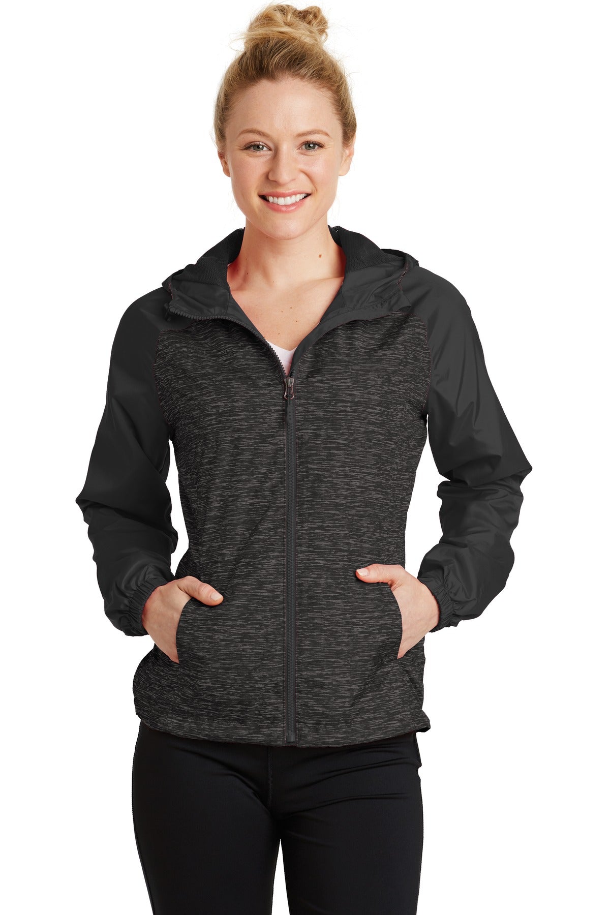 Sport-Tek Damen Heather Colorblock Raglan Kapuzenjacke