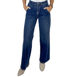 Mia Hochhaus breite Bein Jeans im Nachthimmel