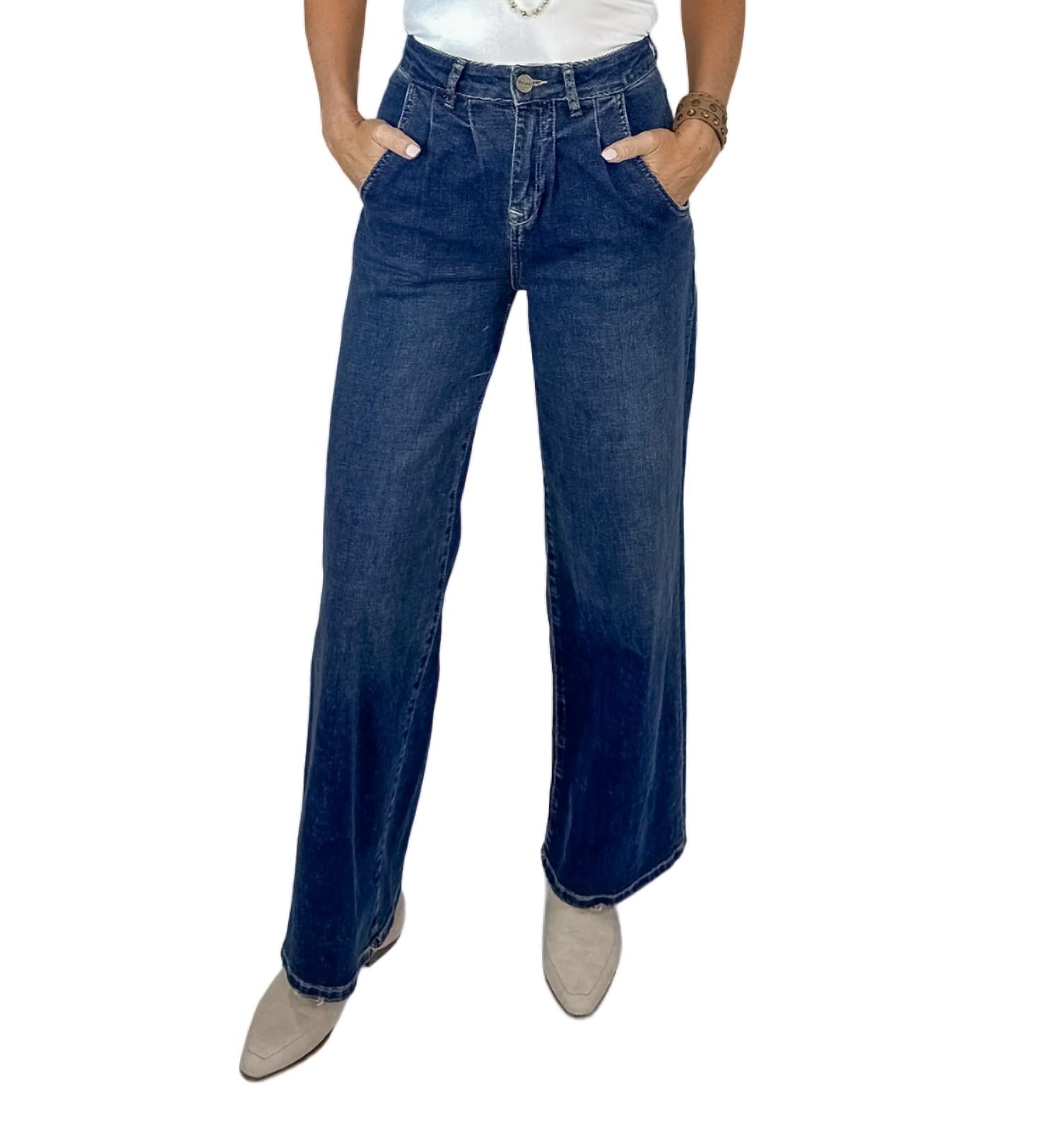Mia hoher Bund weites Bein Jeans im Nachthimmel