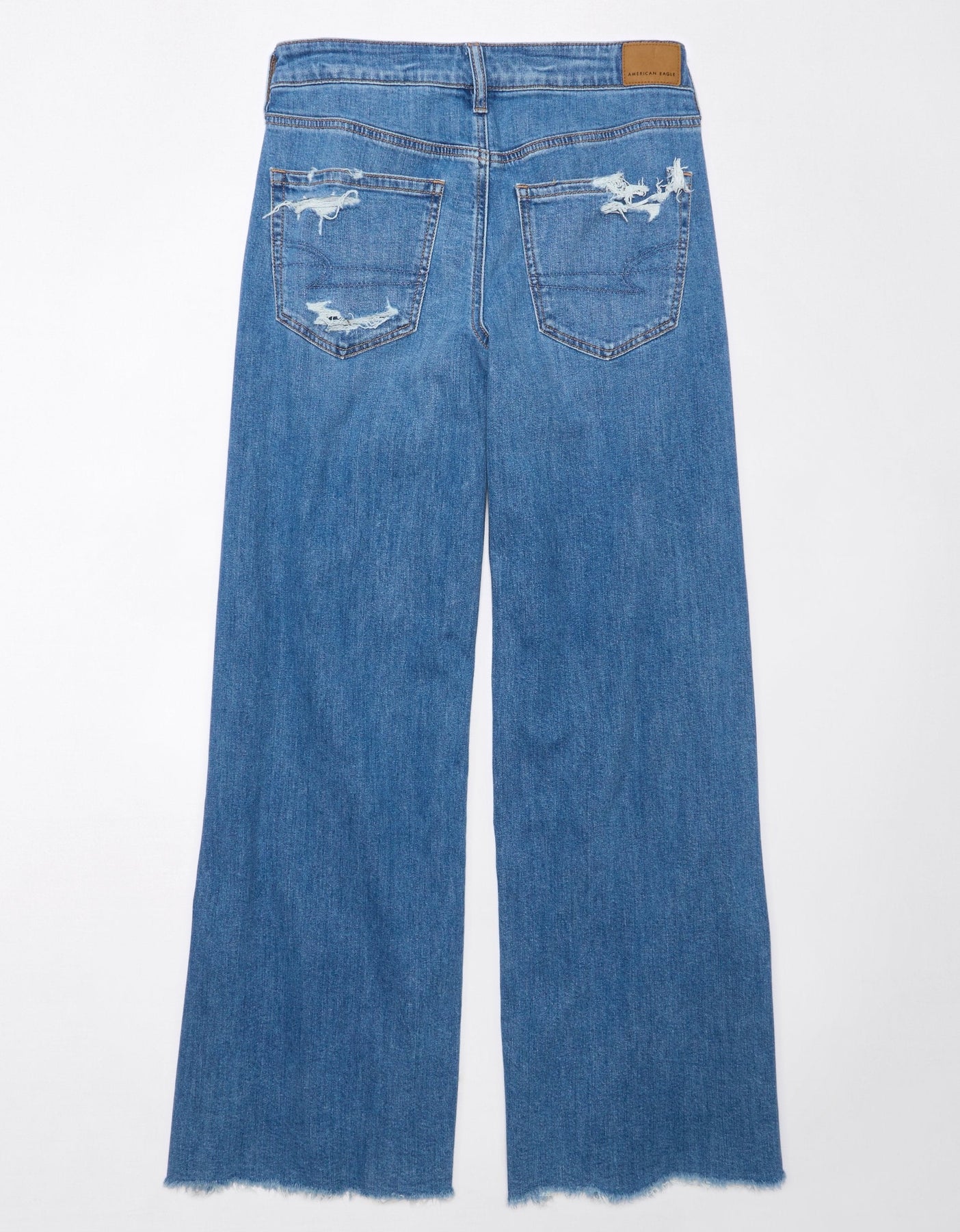 AE Verträumte Drape Ultra weites Bein Super High-Taillen zerrissen Jean