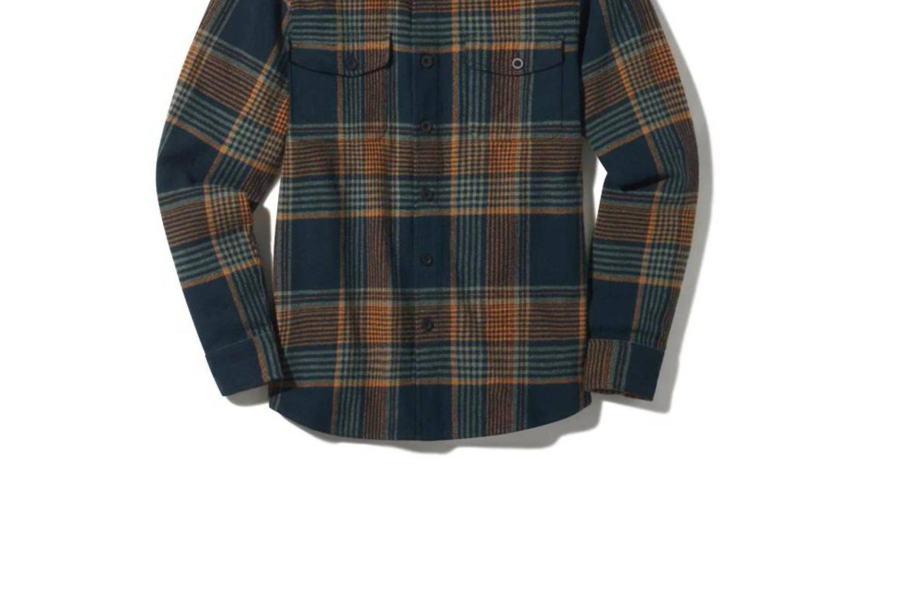 Portland schwere Flanell Hemd in Dunkelblau Petrol Orange