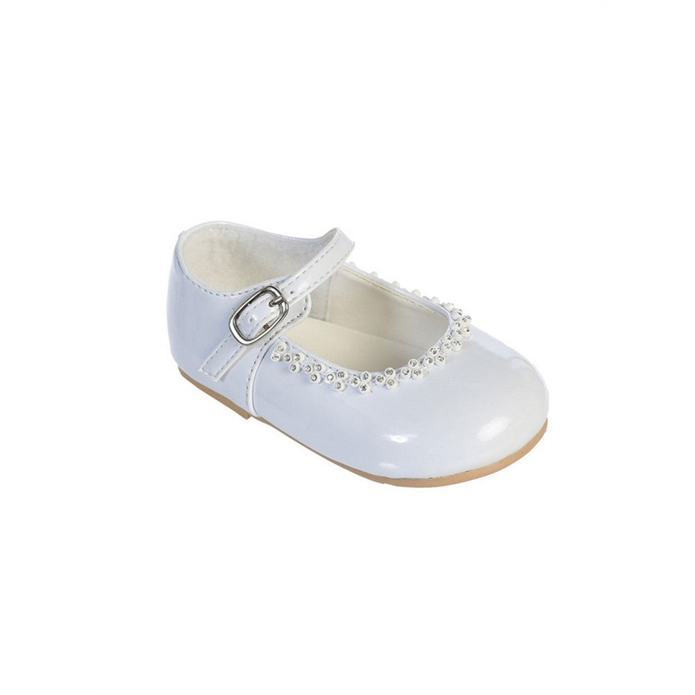 Kleine Mädchen Weiß Glitzer Strass Akzente Mary Jane Kleid Schuhe 5-8 Kleinkind
