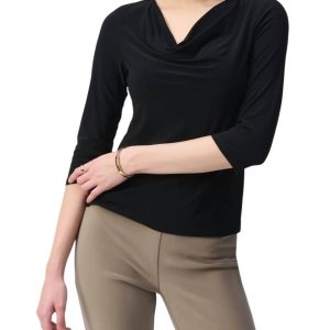 Cowl Neck Top in Schwarz 7803856551996