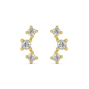 1/5ct TW 3-Stein Diamant Crawler Ohrringe 14k Gold Ohrstecker Lab gewachsen 1/3