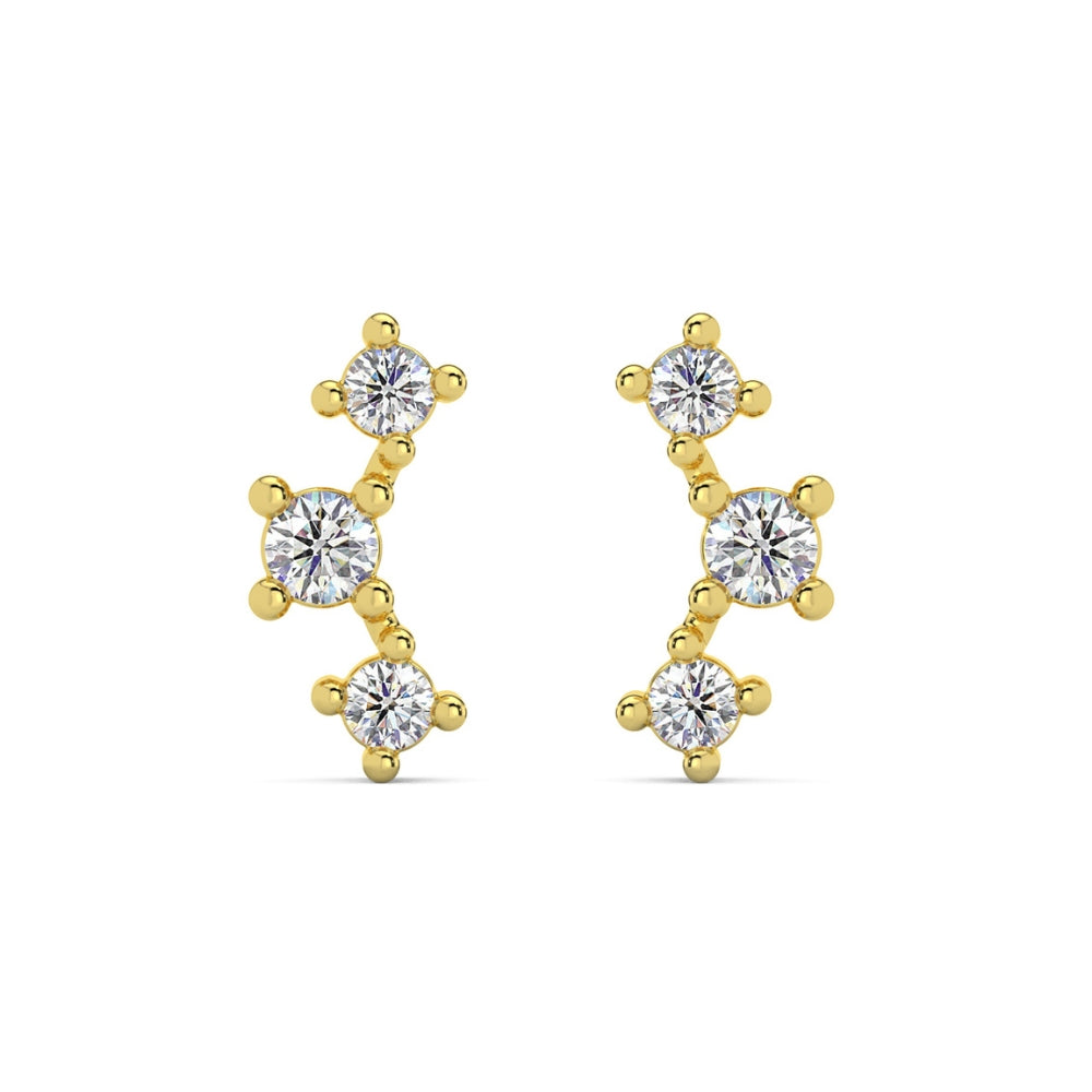 1/5ct TW 3-Stein Diamant Crawler Ohrringe 14k Gold Ohrstecker Lab gewachsen 1/3