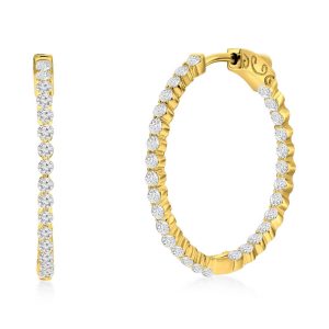 Sterling Silber oder Gold überzogen über Sterling Silber 30mm Innen-Außen Runde CZ Creolen