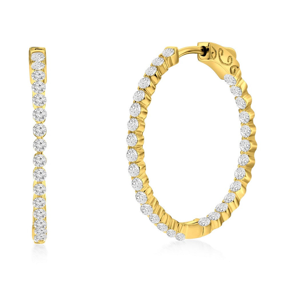 Sterling Silber oder Gold überzogen über Sterling Silber 30mm Innen-Außen Runde CZ Creolen